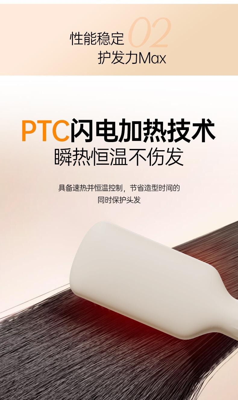 金稻 直板夹 卷发棒 持久电梳子 不伤发 家用小型直发梳 KD680C 1台