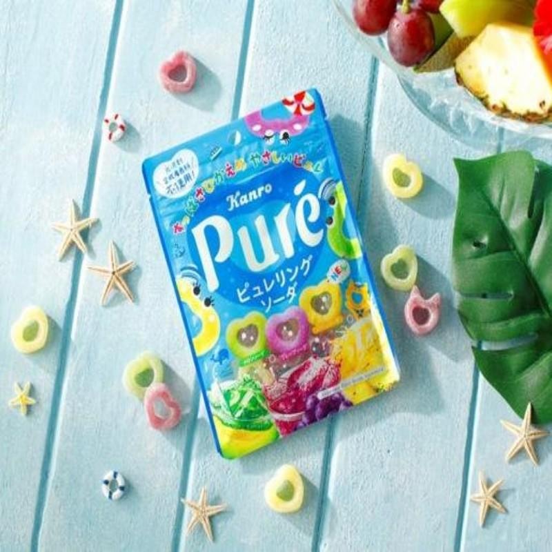 【日本直邮】 日本 KANRO PURE纯果乐 五彩圈圈苏打糖 63g