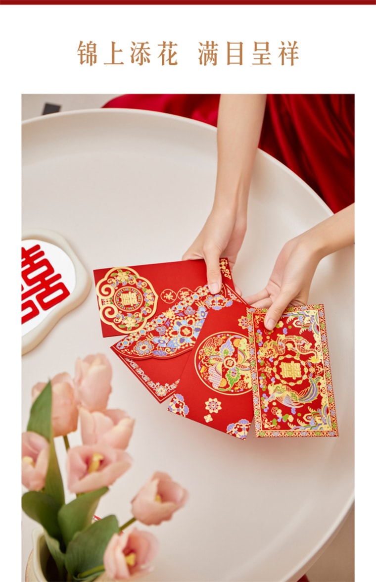 【中国直邮】故宫淘宝 故宫婚庆千元红包 结婚专用 婚礼喜字利是 封新婚喜包 铜版纸材质/厚实平整/烫金点缀/免贴插口/方便拆装/印刷精细- 永结同心 1份*|预计到达时间3-4周