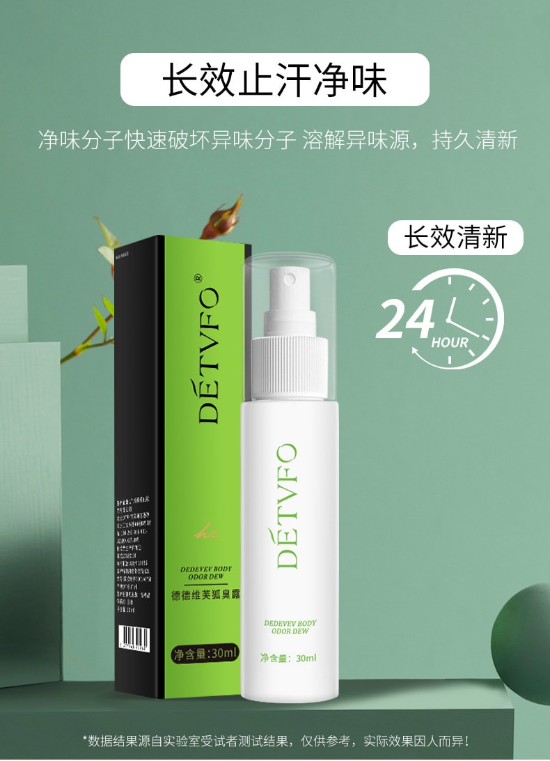 【中國直郵】德德維芙 腋狐臭淨腋下噴霧根持久香體露 30ml/瓶
