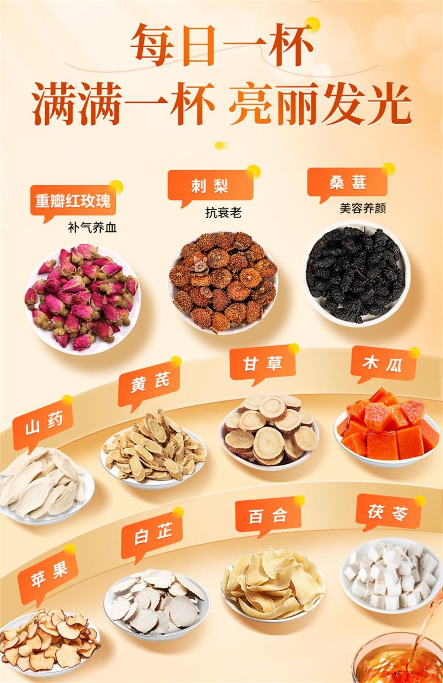 【中国直邮】 北京同仁堂 杏仁七白饮 玫瑰花内调去黄美白养颜提亮肤色养生茶105g/盒