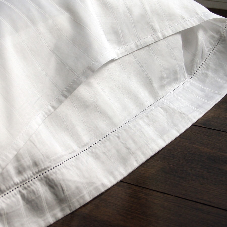 J.F.AMIEE 100% 纯棉枕套贡缎 400根高密度 Queen 一对装 白色缎条