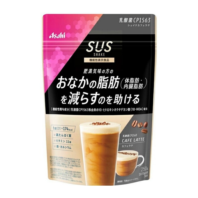 【日本直邮】日本朝日ASAHI SLIM UP SLIM 胶原蛋白代餐粉 减肥瘦身粉 粉末型代餐粉 SUS乳酸菌系列 咖啡拿铁味 250g