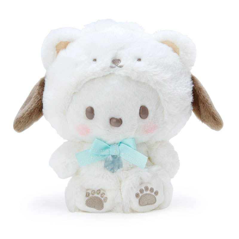 【日本直郵】日本三麗鷗SANRIO 冬季限定款 節日禮物 聖誕禮物 白熊版帕恰狗玩偶娃娃 1個 24.5×10×19.5cm