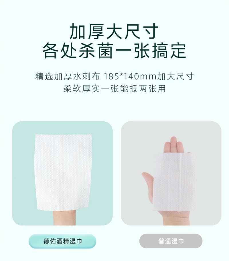 【中国直邮】 德佑 75%酒精消毒湿巾99.99%杀菌母婴湿纸巾 40抽/1包