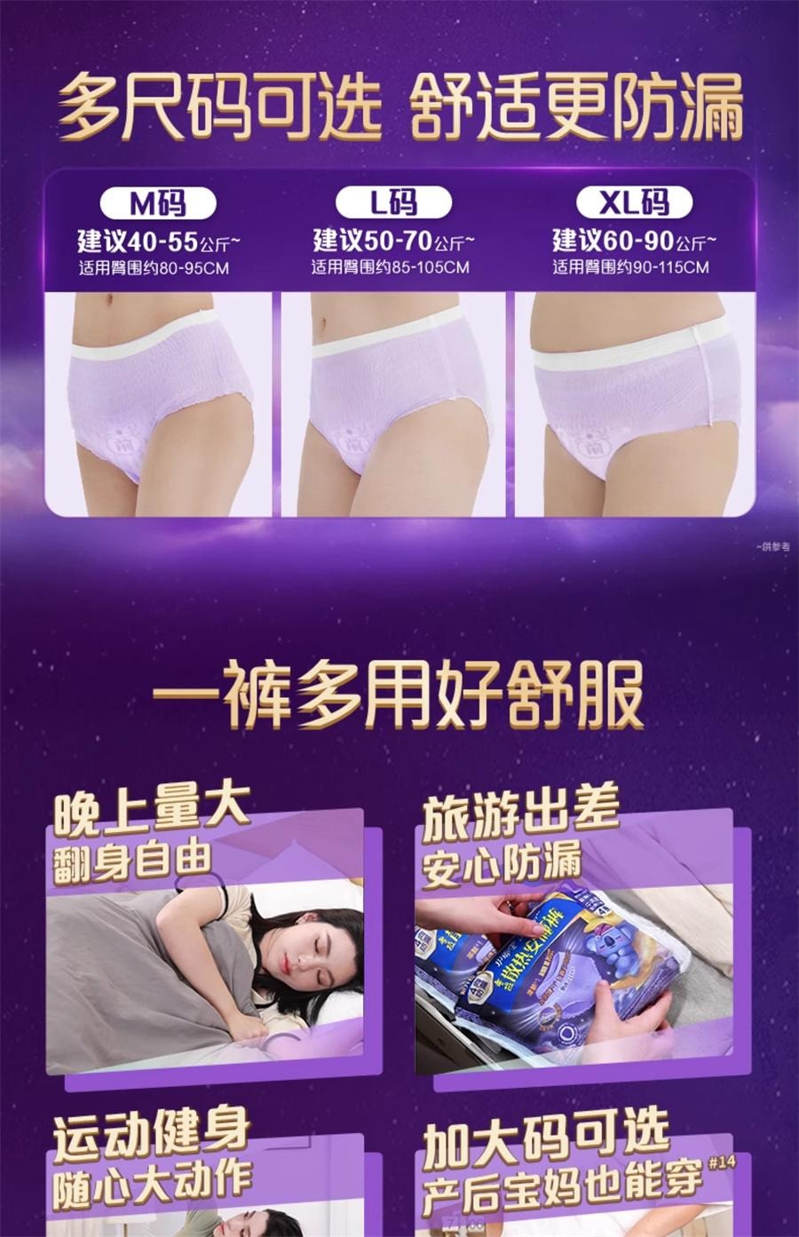 【中國直郵】 美國 護舒寶 散熱無尾熊安睡褲M碼 4條/包