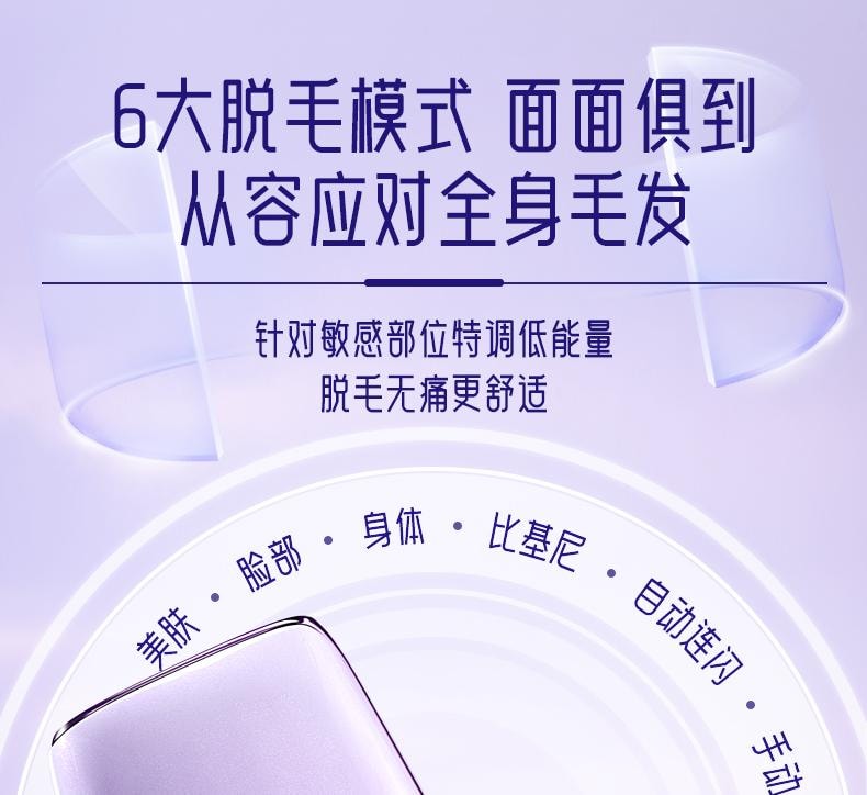 【中国直邮】 奥克斯 冰点蓝宝石脱毛仪器家用无痛全身私处唇 奶油白1个装