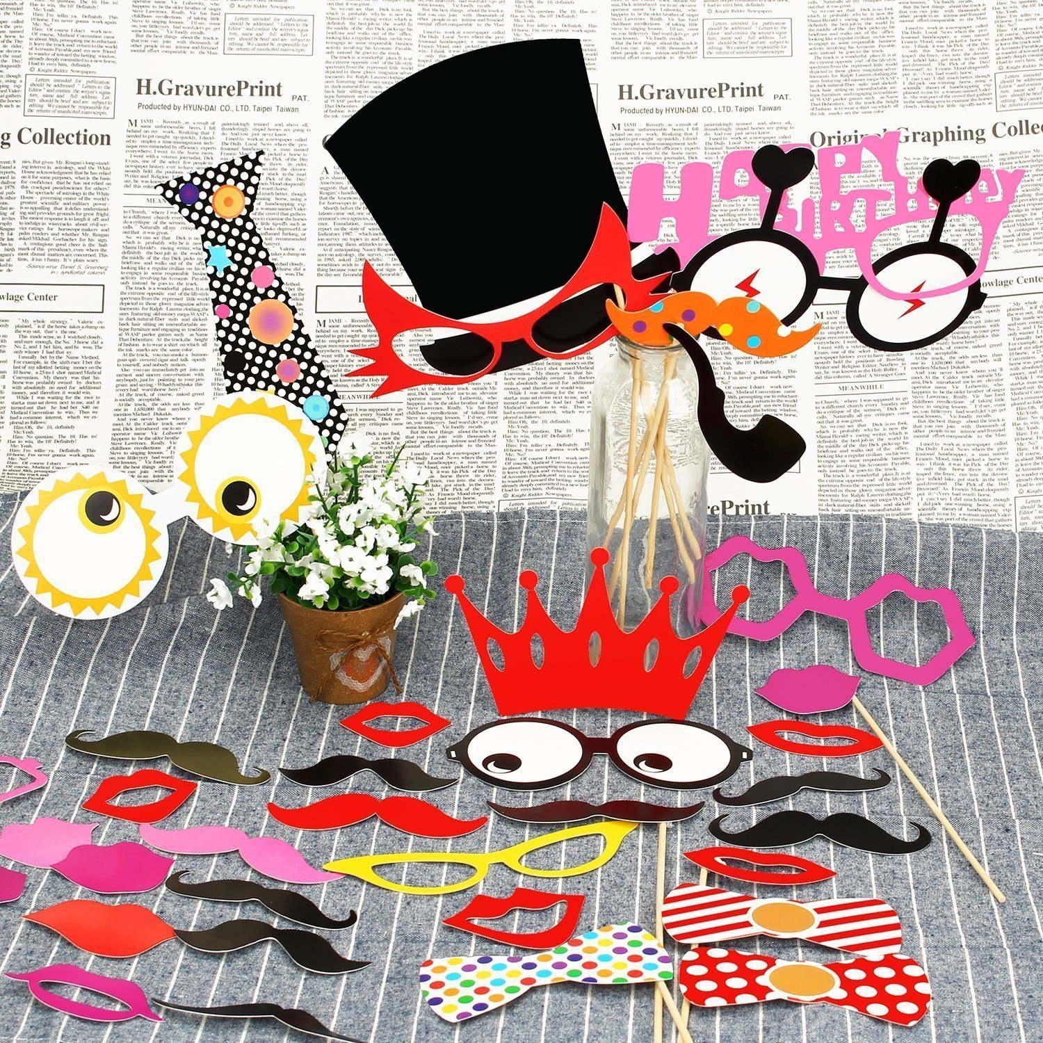 Photo Booth Props Kit For Birthday Party Party Supplies Party Favor Birthday Photo Booth Props(31 Pcs)