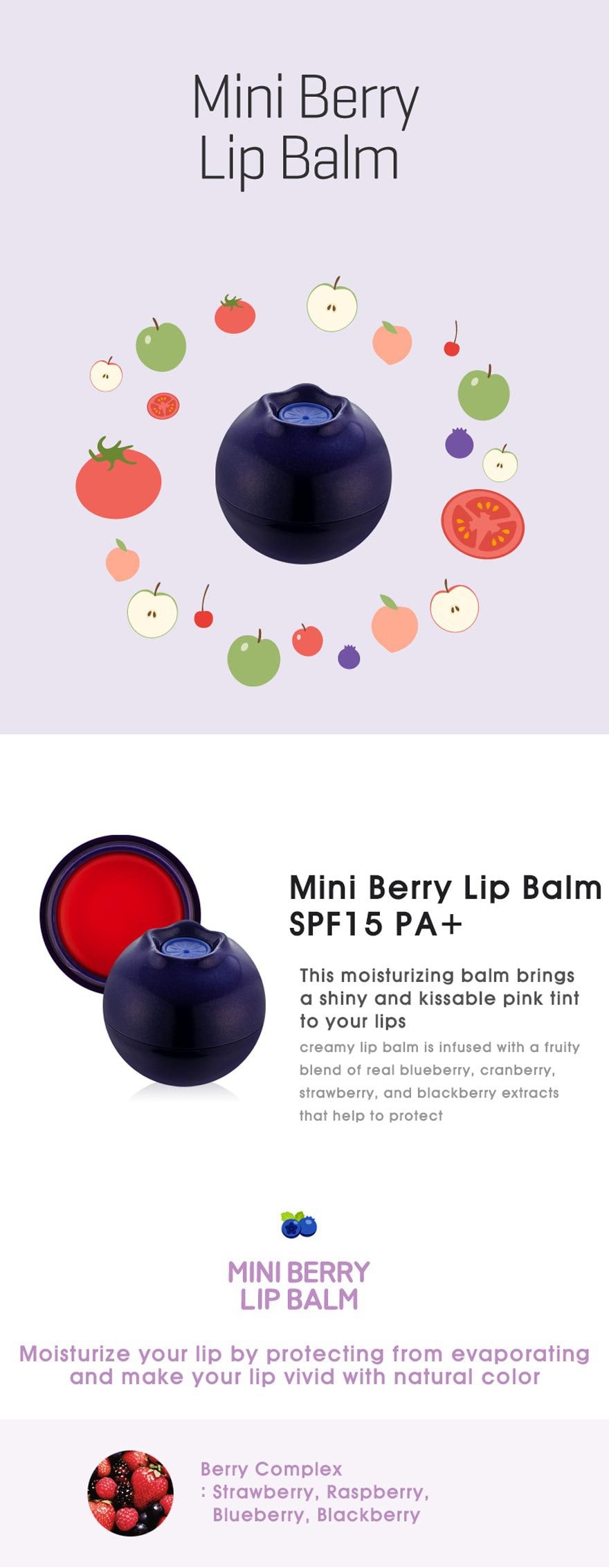 Mini Berry Lip Balm #Blue Berry SPF15 PA+  7.2g