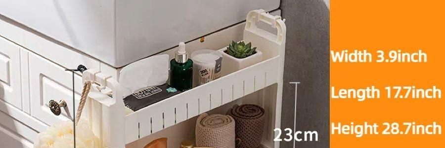 3層邊縫櫃夾縫櫃子 縫隙收納櫃 附輪子掛鉤 45×10×73cm