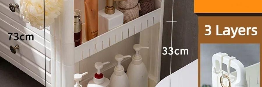 3層邊縫櫃夾縫櫃子 縫隙收納櫃 附輪子掛鉤 45×10×73cm