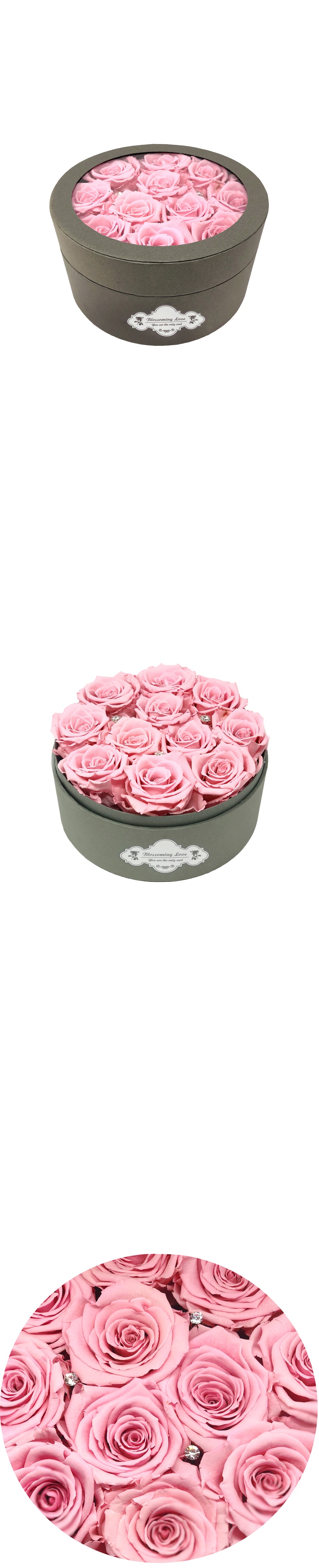 See-through small round box- Pink roses