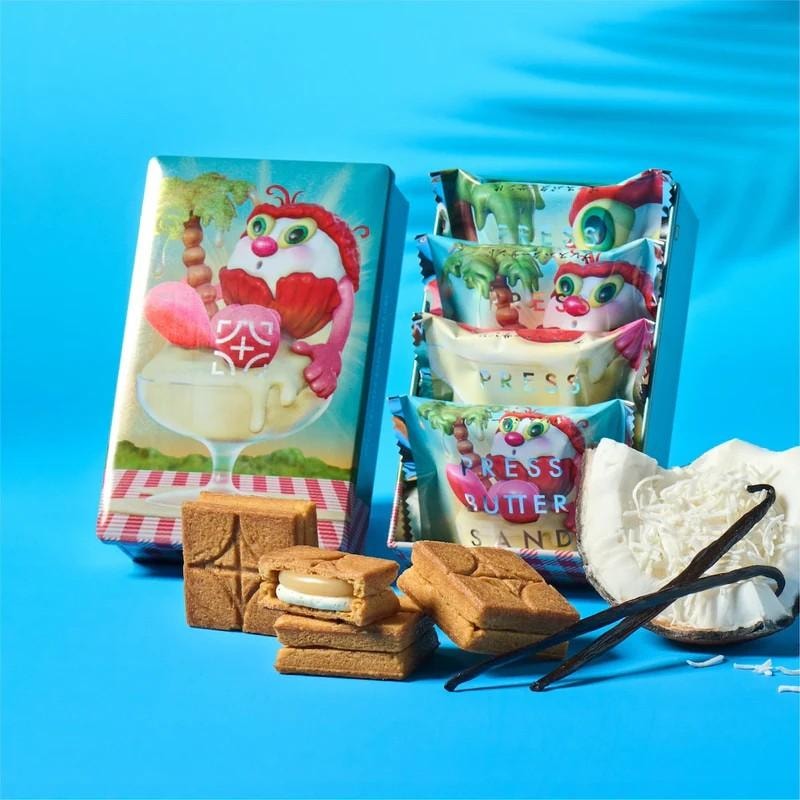 【日本直邮】 日本 press butter sand 艺术家联名限定款 香草椰子黄油夹心曲奇 4枚装