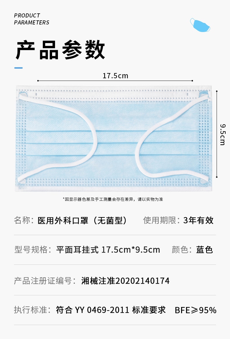 【中國直郵】醫用外科口罩一次性三層防病菌醫療獨立包裝滅菌50隻裝