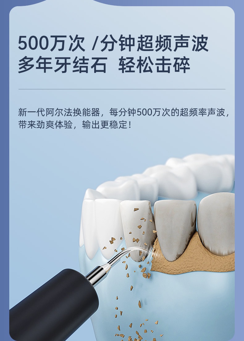 【中国直邮】超声波除牙石洗牙器洁牙器牙垢牙结石去除器洁牙仪电动美牙仪   星河蓝