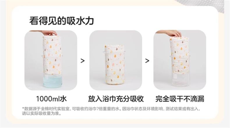 【中國直郵】 全棉時代 嬰兒紗布浴巾純棉浴巾超軟吸水包巾黃色小鴨子115cm*115cm