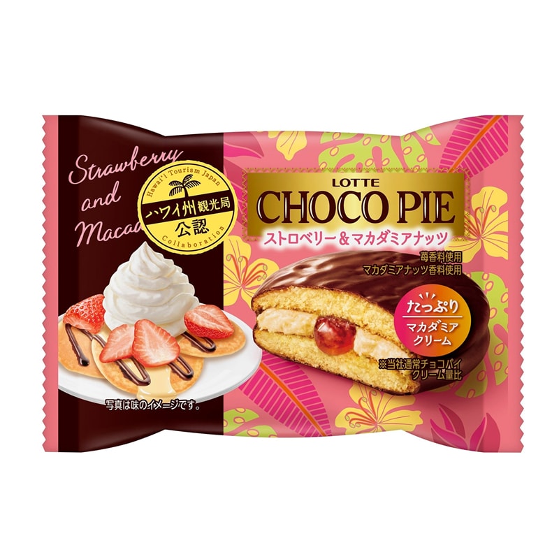 【日本直郵】日本樂天LOTTE 期限限定 夏威夷系列 草莓巧克力鬆餅口味蛋糕派 1個裝