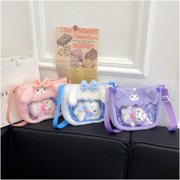【中国直邮】SANRIO 三丽鸥透明痛包/斜跨包 漫展/送礼/生日 美乐蒂 My Melody  1个| *预计到达时间3-4周