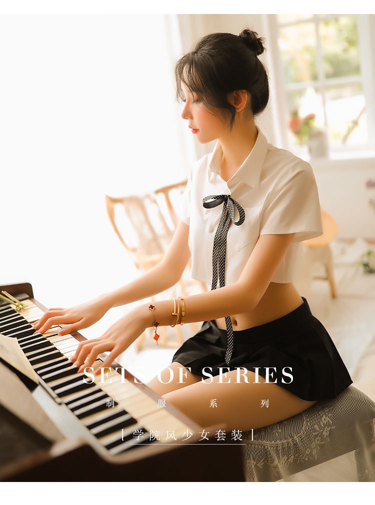 【中國直郵】瑰若 情趣內衣 清純學生製服套裝 M碼 黑白款