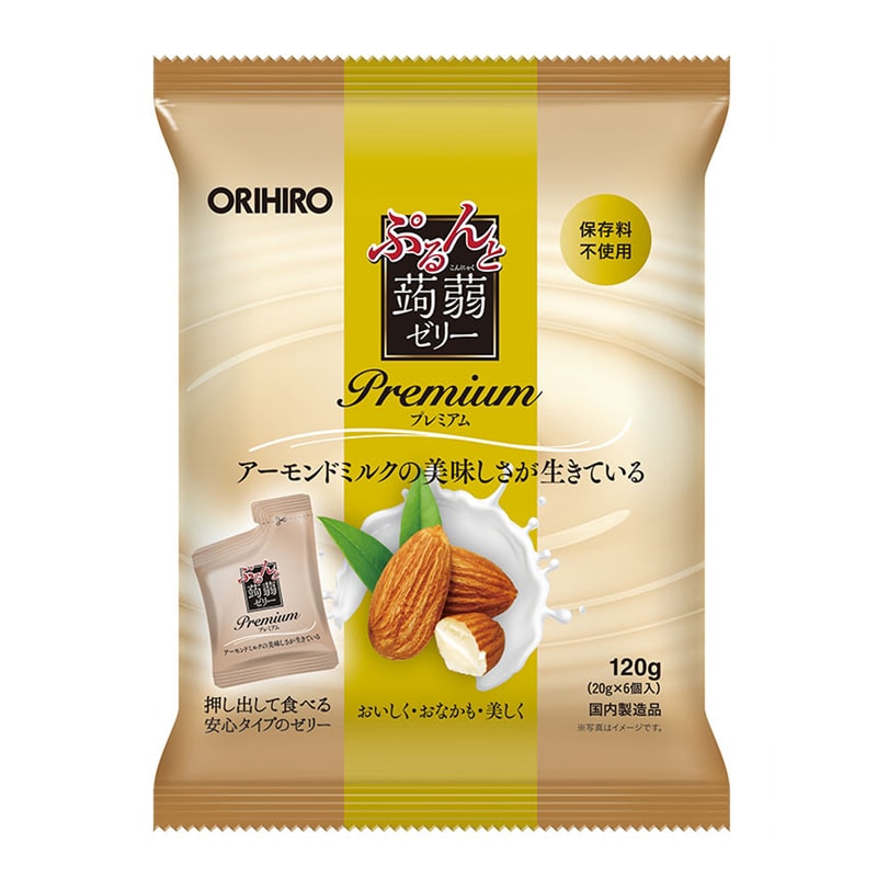 【日本直郵】日本ORIHIRO 低卡魔芋果凍 2021年新品 杏仁牛奶口味 6枚裝
