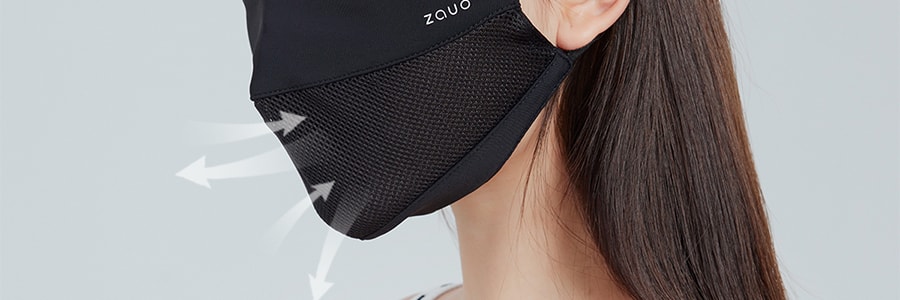 ZAUO 防晒口罩透气网版 护眼角全脸面罩 UPF50+ 黑色 均码【亚米独家】