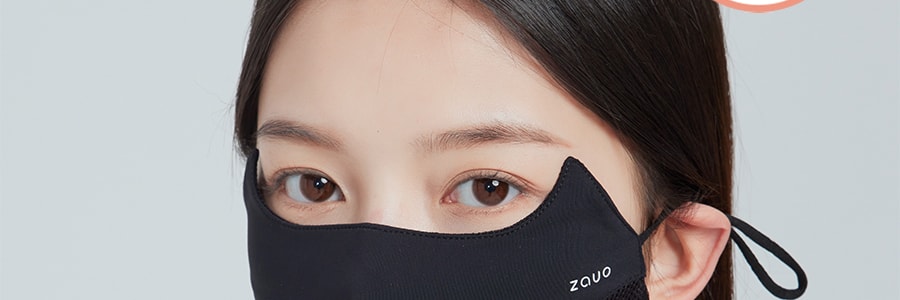 ZAUO 防晒口罩透气网版 护眼角全脸面罩 UPF50+ 黑色 均码【亚米独家】