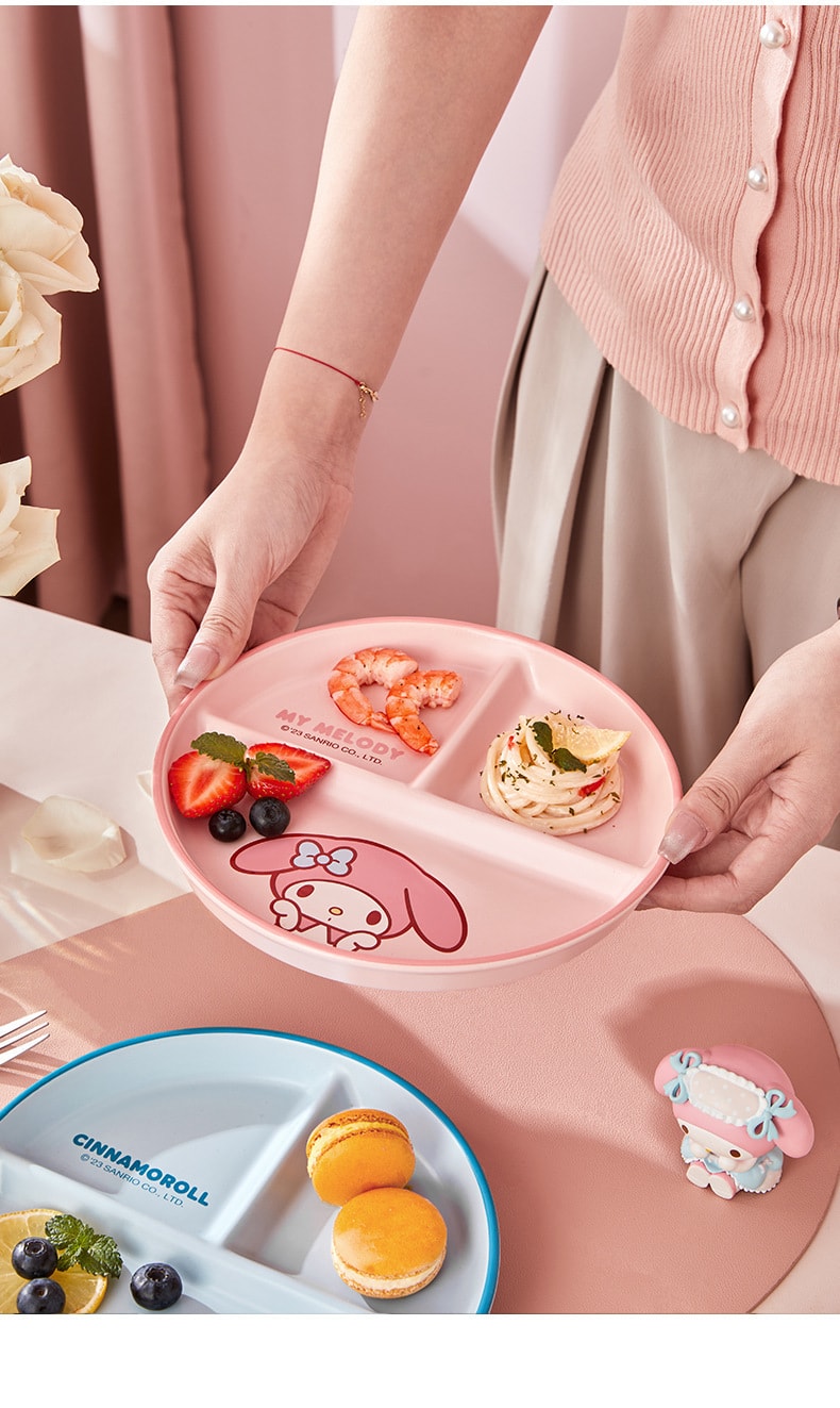 【中国直邮】三丽鸥  分格餐盘大人高颜值陶瓷可爱儿童定量早餐餐碟家用  美乐蒂