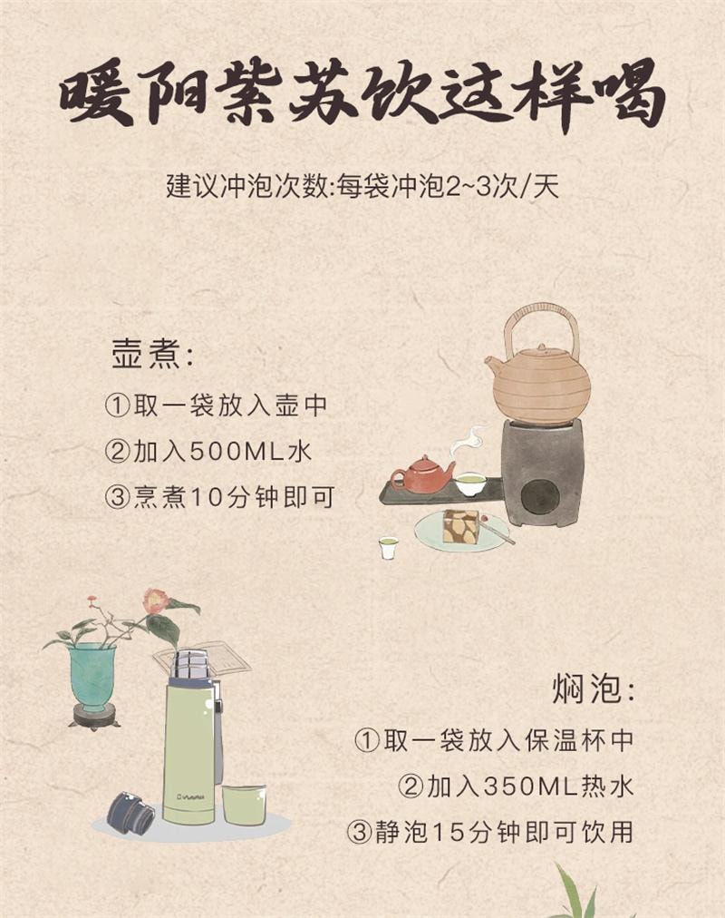 【中國直郵】 杏林草堂 暖陽紫蘇茶紫蘇薑米茶泡水茶包適合女生喝的飲品 12包/盒