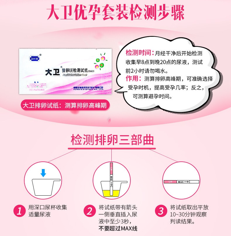 【中国直邮】大卫 优孕套装测排卵期30条+早早孕验孕棒10片