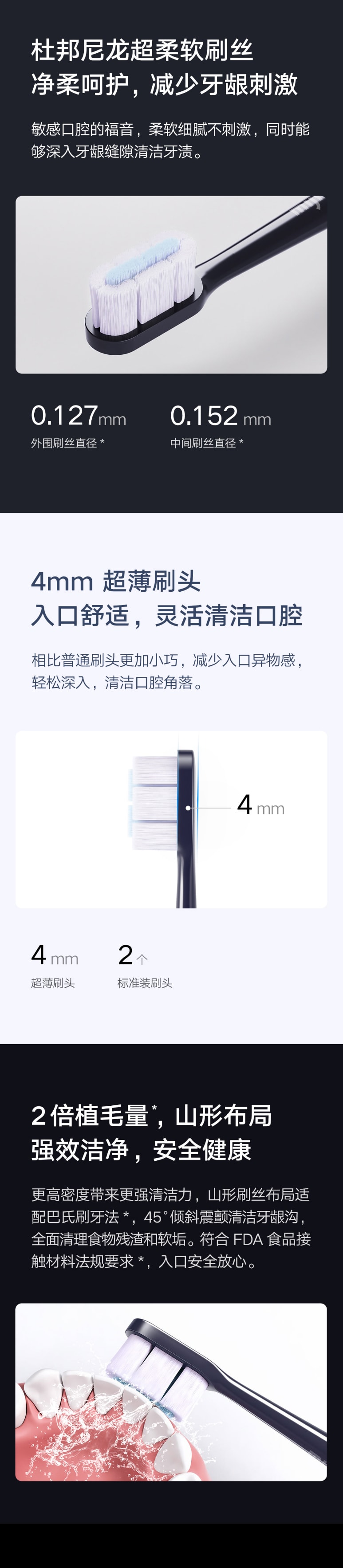 【中国直邮】小米有品米家声波电动牙刷T700 T700电动牙刷