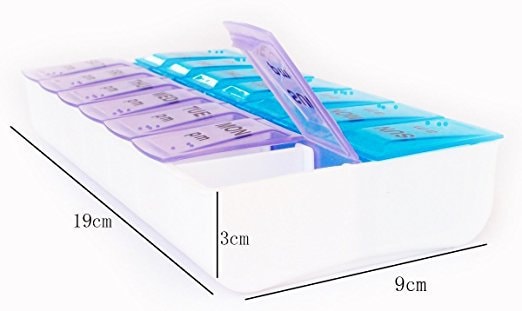 Pill Box Organizer 7 Day Night Reminder Mediplanner 14 Compartment Cases