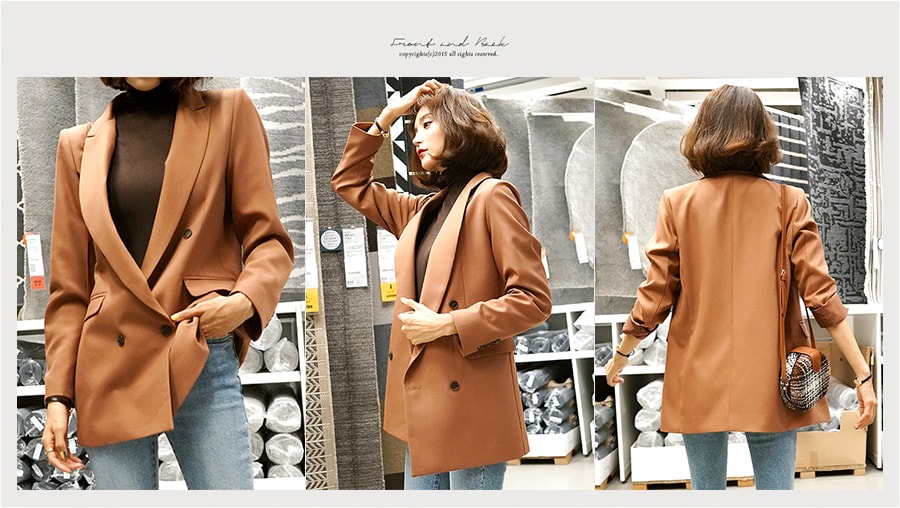 WINGS Double-Breasted Blazer #Brown L(40)