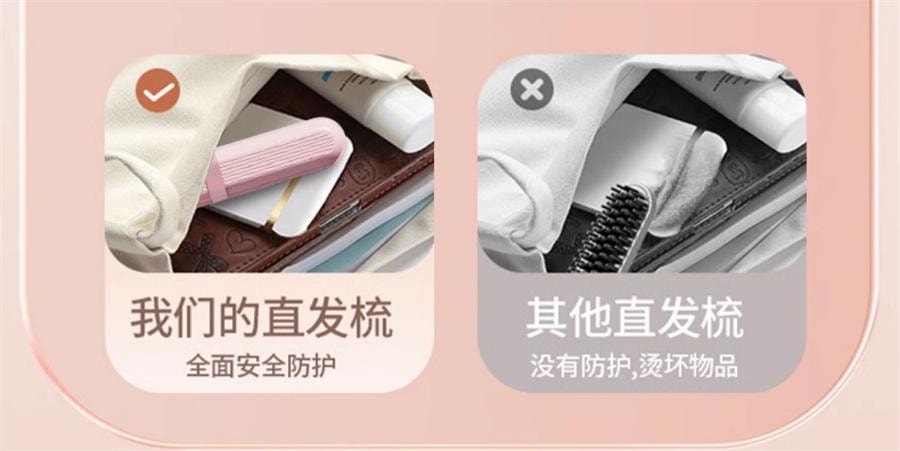 【中国直邮】 ovl 现代无线胶囊直发梳负离子充电电动卷发棒便携夹板干湿两用神器  旗舰款-雾绿