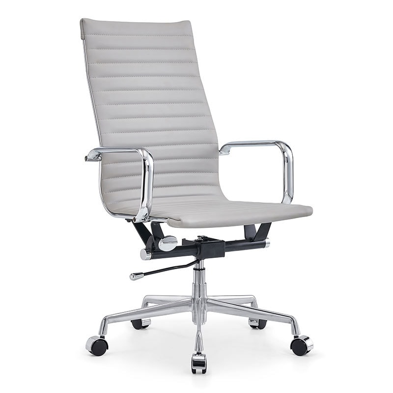 【美國現貨】LUXMOD 輕奢電腦椅 淺灰色+銀灰色椅身 西皮 單人位