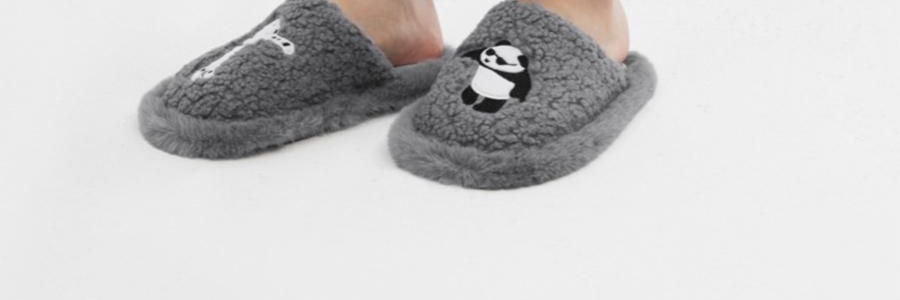THE BEAST野獸派 家居熊貓嘭嘭毛絨拖鞋 可外穿室內鞋 黑白 260/100 40~41碼