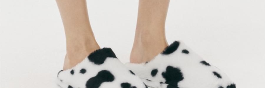 THE BEAST野獸派 家居熊貓嘭嘭毛絨拖鞋 可外穿室內鞋 黑白 260/100 40~41碼