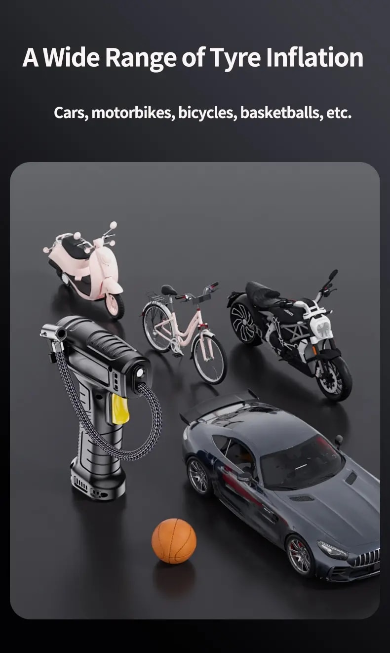 【中国直邮】随途 汽车充气泵 手持式汽车轮胎充气泵 便携式 汽车轮胎充气机12V 黑色