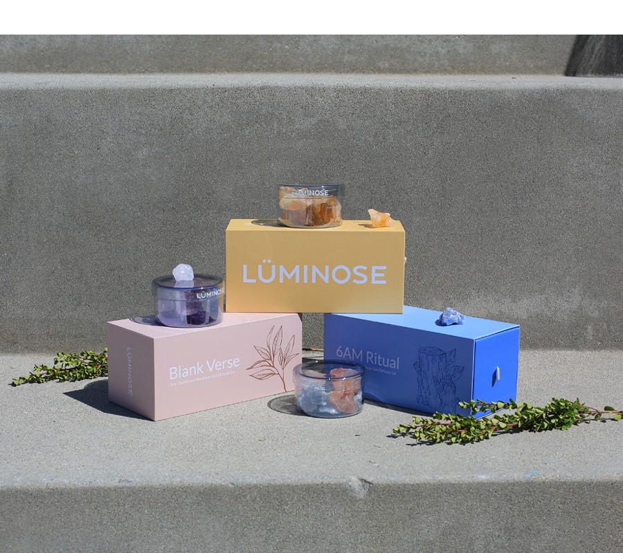 Luminose 擴香晶石禮盒 無火香薰精油晶石精緻香氛 紫水晶 白水晶 果香調 | 流言蜜語 320g