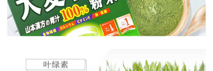 日本YAMAMOTO山本漢方 大麥若葉青汁粉末便攜裝 抹茶風味 44包入 132g 彌補蔬菜不足膳食纖維代餐粉