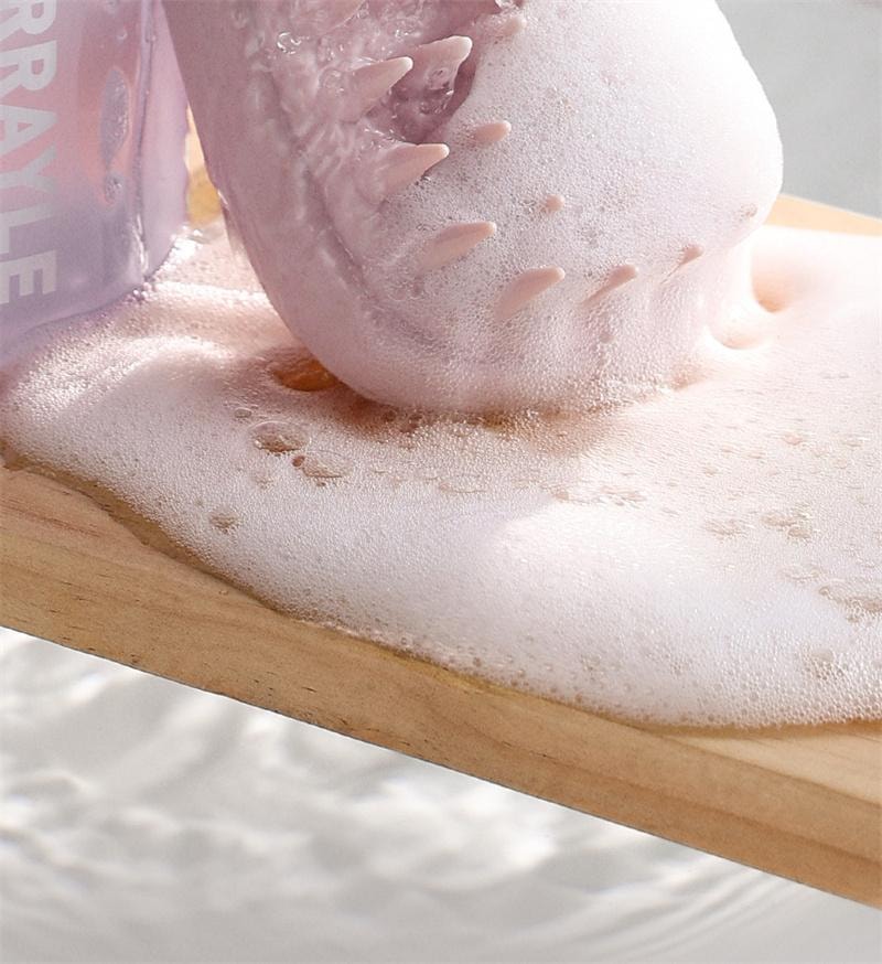 古迪 洗頭梳二合一矽膠洗頭髮神器頭部按摩梳洗 淺紫色 1個裝