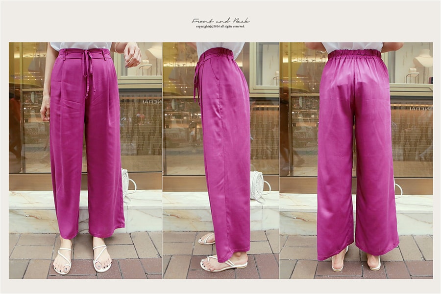 WINGS Belted Wide Leg Summer Pants #Purple One Size(S-M)