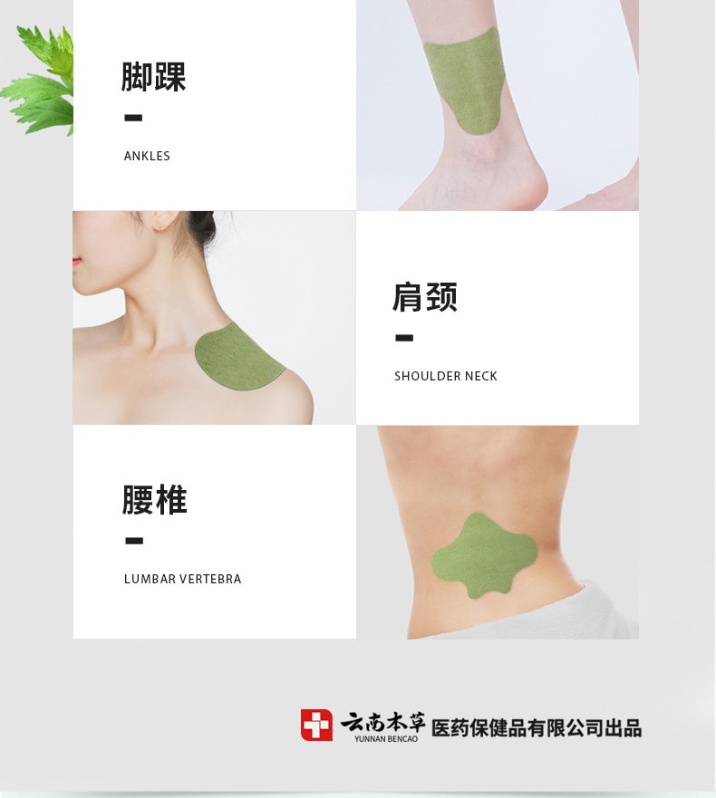 【中国直邮】云南本草 艾草颈椎贴富贵包艾叶发热艾灸贴关节贴腰椎贴肩颈膝盖贴 颈椎贴(12贴/盒)