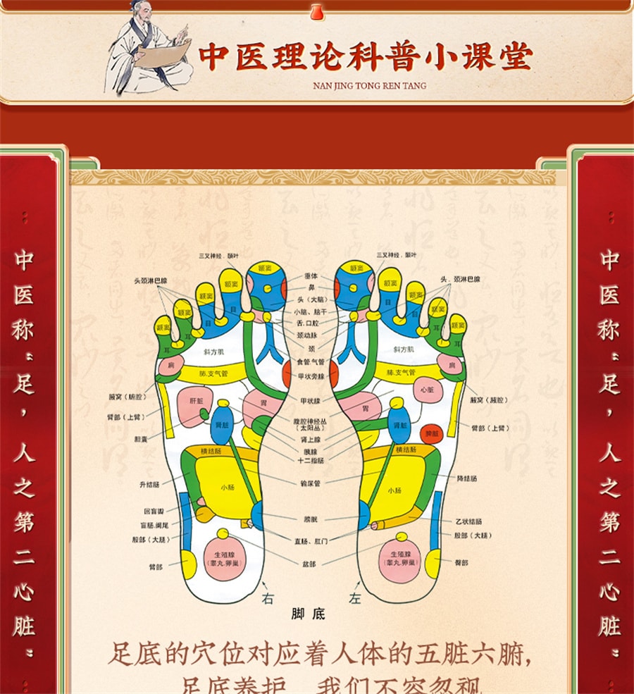 【中国直邮】南京同仁堂 老北京艾草足贴去湿气重排毒排体内湿寒祛湿除湿贴调理身体 52贴/盒