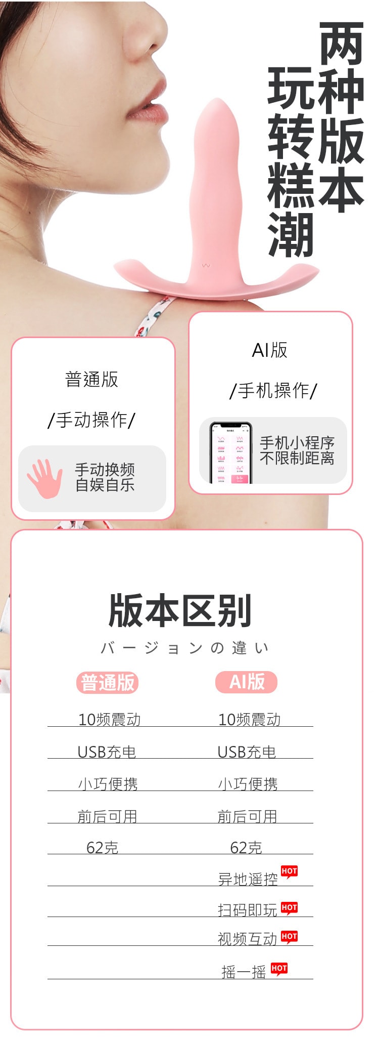 【中國直郵】ROSELEX 穿戴小程式震動器 女士情趣用品 粉紅色-小程式