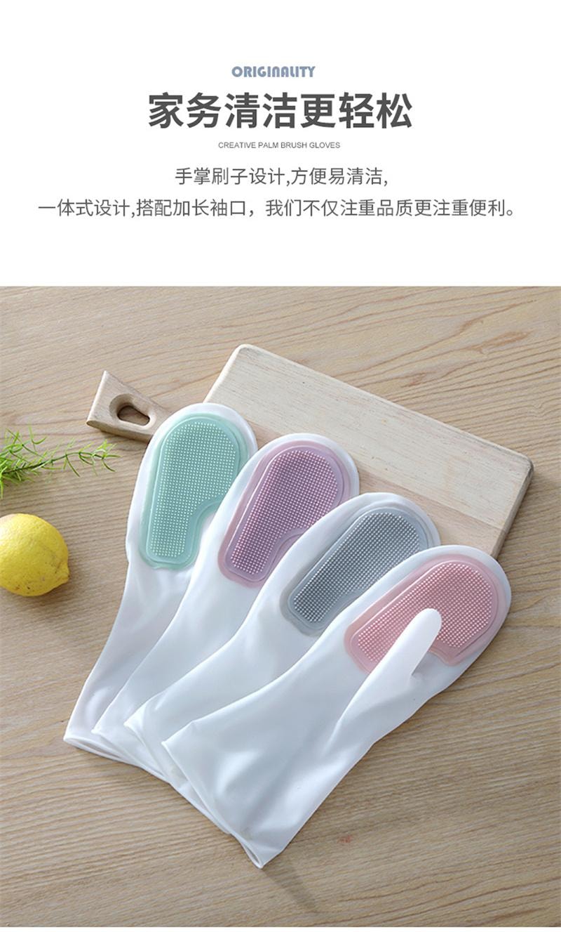 【中國直郵】 親太太 多功能魔術刷家事洗碗手套塑膠乳膠 單手刷(粉紅色)1雙