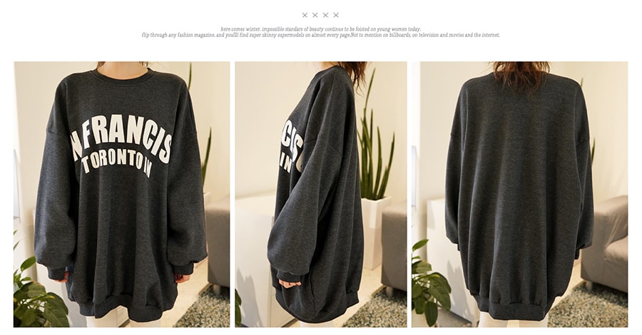 SOversized Sweatshirt With Fleece Lining #Charcoal One Size(Free)