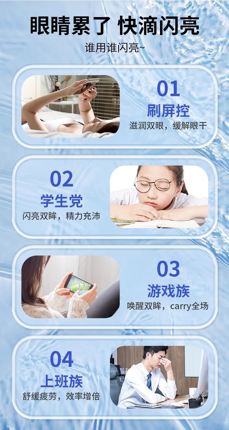 【中國直郵】 閃亮 眼藥水玻璃酸鈉滴眼液緩解視疲勞乾澀視力模糊人工淚液乾眼症 0.4ml*30支/盒