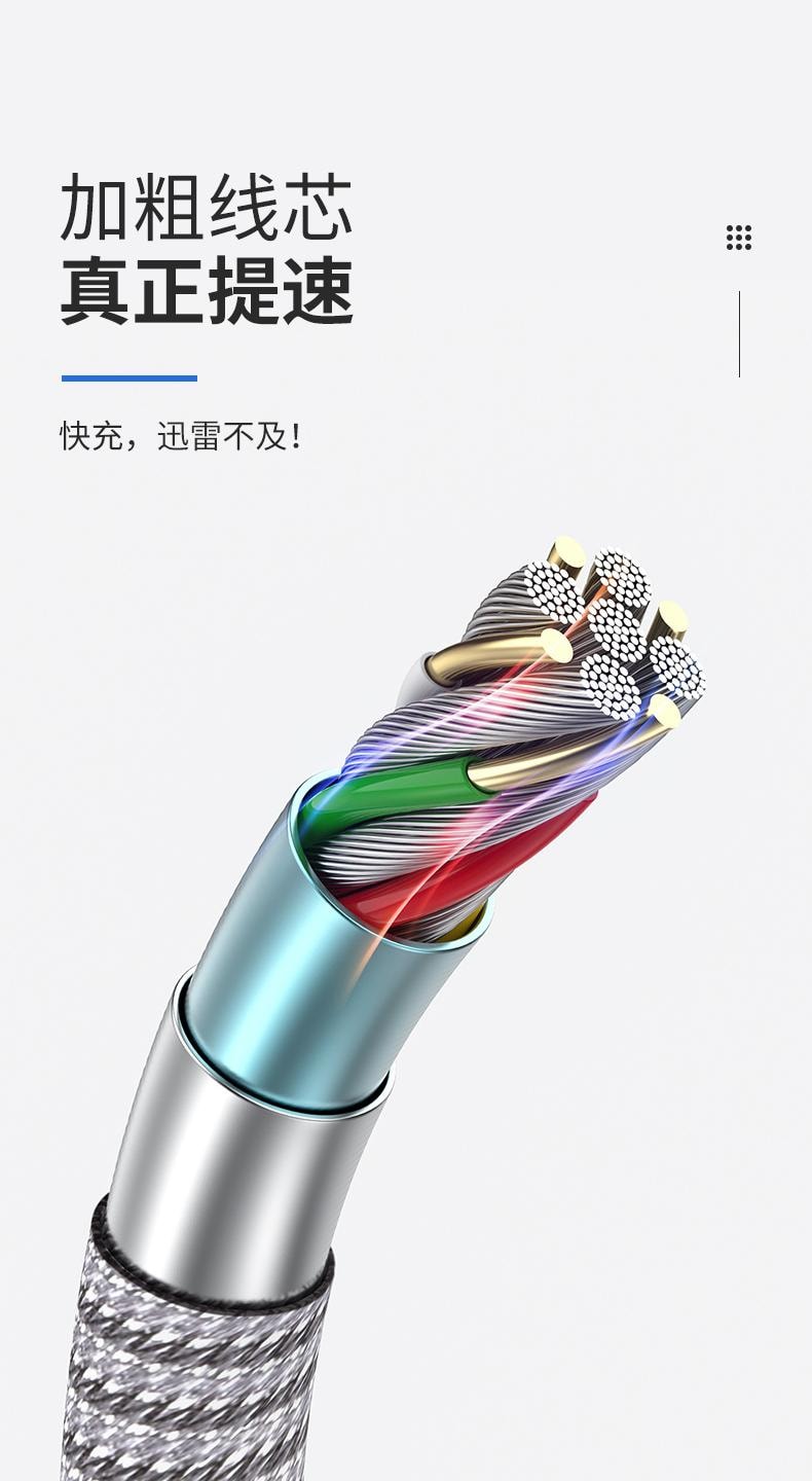 幻响 六合一快充数据线 金属收纳设计 灰色 1条