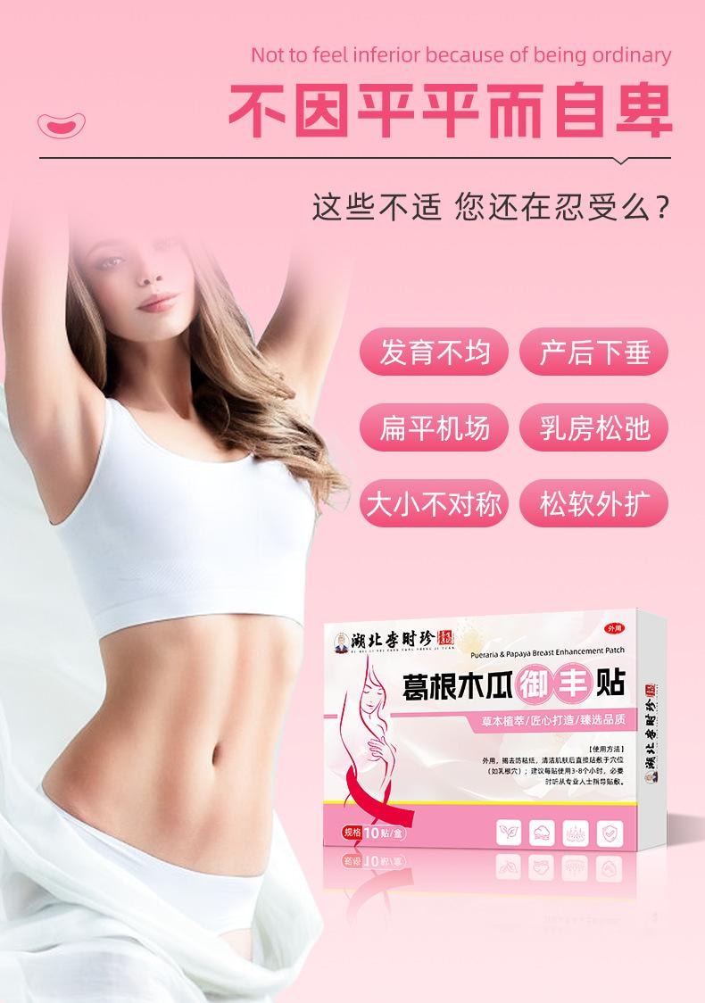 【中国直邮】 湖北李时珍 李时珍葛根木瓜美胸贴10贴/盒 女性胸部形状问题日常不适胸贴