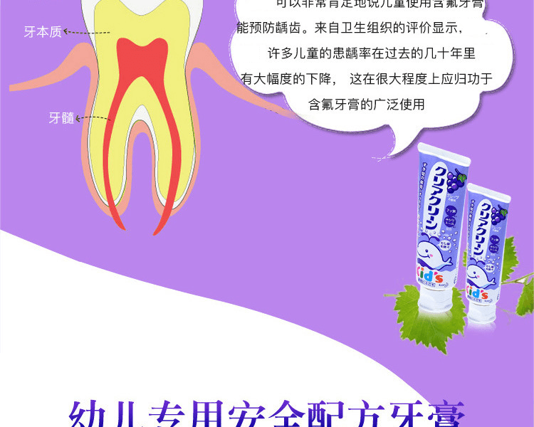 【日本直效郵件】KAO 花王||兒童牙膏||葡萄口味 70g
